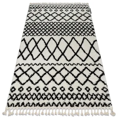 Produktbild von Teppich BERBER SAFI N9040 weiß / schwarz Franse berber marokkanisch shaggy zottig Schwarz 200x290 cm