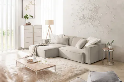 Produktbild von KAWOLA Sofa SAMU Ecksofa Feincord beige Recamiere links