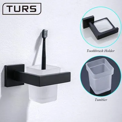 Produktbild von Quadratischer Glasbecherhalter aus Edelstahl schwarz