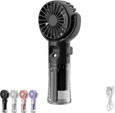 Produktbild von Handventilator mit Wasserkühlung,Mini Handventilator(schwarz)tragbarer,mit Wassernebel-Spray,4 Geschwindigkeiten,geeignet für Sport,Reisen,Büro