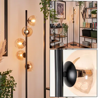 Produktbild von Garaguso Stehlampe aus Metall/Glas in Schwarz/Bernsteinfarben/Klar