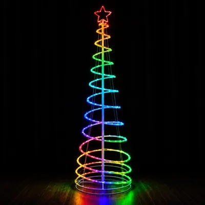Produktbild von LED Spiral Weihnachtsbaum 1,8m, RGBW mit Stern Weihnachtsdeko mit Fernbedienung Timer 8 Lichtmodi Faltbar USB Weihnachtsbaumbeleuchtung