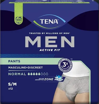 Image de Tena Men Active Fit Pants Normal S/M - 8 paquets de 12 protections