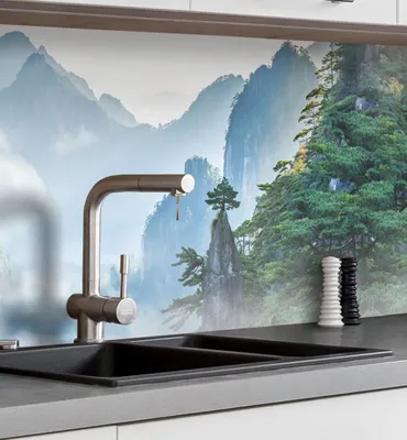 Produktbild von Küchenrückwand selbstklebend Asia Gebirge Spritzschutz Folie 220 x 60cm