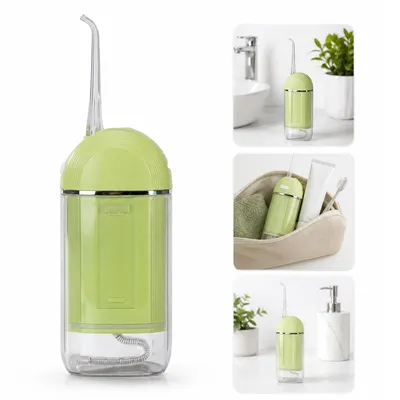Produktbild von Munddusche Elektrisch Reise, kabellose tragbare Munddusche mit 3 Modi und IPX7 Wasserschutz, 170ml Wassertank für Zahnreinigung Zahnspange