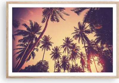 Produktbild von Gerahmtes Poster - Rahmen in heller Eiche - Palmen Himmel Sonne - 91,5x61 cm - Wand Bild - Wanddeko - Wandbilder - Wandposter - Bilderrahmen - Bilder - Kunstdruck - Wandbild - P2NAA91x61-4220