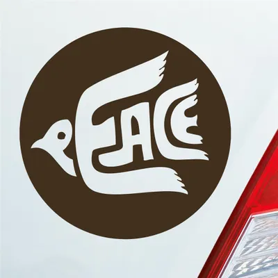 Produktbild von Auto Aufkleber Peace 70s Weltfrieden Taube Frieden 10x10 cm Braun Sticker Heckscheibenaufkleber