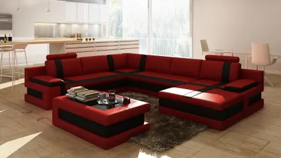 Produktbild von Ledersofa Couch Wohnlandschaft U-Form Design Modern Sofa Eck Sofas Design 5083B