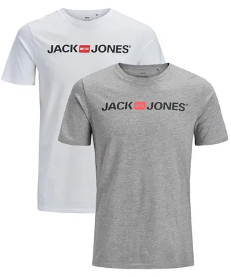 Produktbild von JACK & JONES Rundhals T-Shirt 2-er Stück Pack Kurzarm Shirt Basic Set JJECORP Größe: S