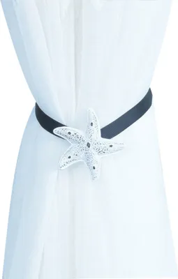 Produktbild von Seestarfisch magnetischer Vorhangschnalle Tieback Holdback Halter Clip Schlafzimmer Nachbildung Nachbildung-Schwarz