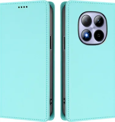 Obrázek produktu pro Kožené pouzdro pro Xiaomi Redmi Note 15 Pro 4G, magnetické flipové pouzdro zPolyuretankůže se stojánkem Mátově zelená