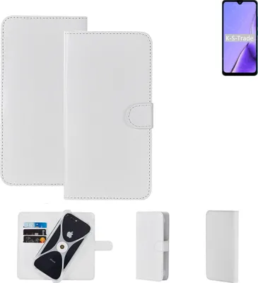 Produktbild von K-S-Trade Handy Hülle Schutz Hülle kompatibel mit Cubot Note 7 Cover Case Bookstyle Bumper weiß 1x