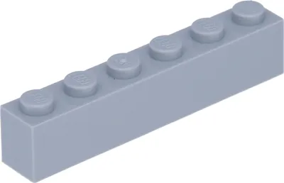 A single light gray LEGO brick with six studs on top, isolated on a white background.