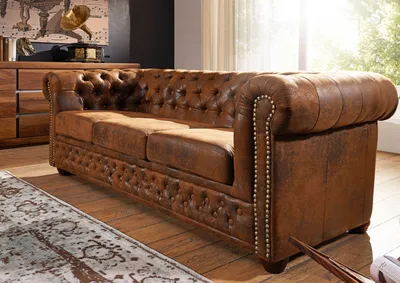 Produktbild von MASSIVMOEBEL24 Sofa 203x86x72 braun CHESTERFIELD