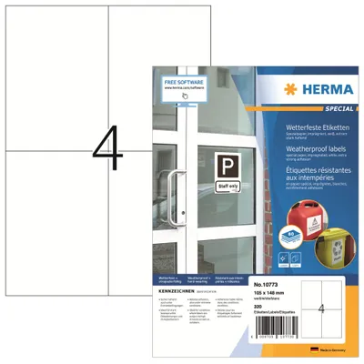 Productafbeelding van HERMA 10773 320, waterbestendige etiketten, wit, 105,0 x 148,0 mm
