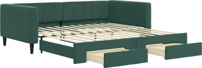Obrázok produktu pre vidaXL Rozkladacia posteľ so zásuvkami Tmavo zelená 100x200 cm Velvet