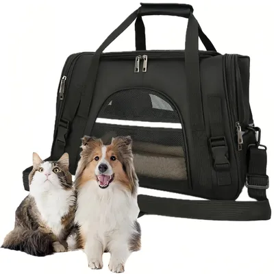 Produktbild von Hunde-Transportboxen, Tiertransporttasche(Schwarz) faltbar - 44x 25 x 30 cm, mit gepolstertem Griff Katzentransportbox, für Hunde & Katzen bis 7,5 kg