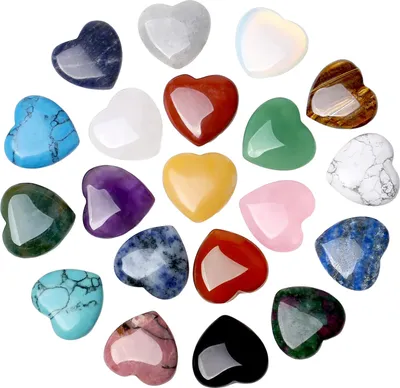 Produktbild von 20-teiliges Herz-Edelstein-Set, natürliche romantische Liebessteine, Schreibtischdekoration, Quarz-Heilstein-Set, Chakra-Reiki-Kristalle für Meditation