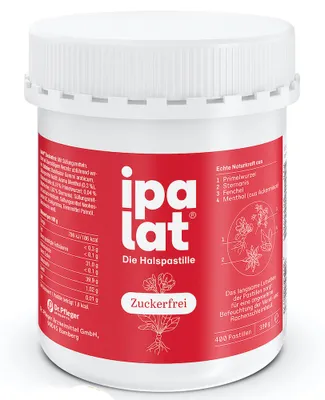 Produktbild von ipalat Die Halspastille Zuckerfrei: Naturkraft bewährt bei Heiserkeit & Hustenreiz, 400 St. Pastillen