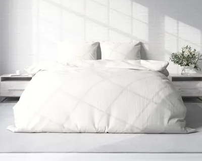 Produktbild von Uni Bettwäsche 200x200 cm weiß Doppelbett Bettbezug Einfarbig Renforce Baumwolle