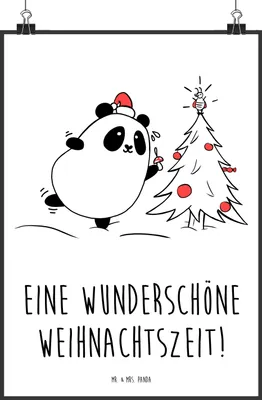 Produktbild von Mr. & Mrs. Panda Bild Panda Weihnachtszeit DIN A1 - Weiß - Geschenk, Kunstdruck, drucke, Wandbild, wanddeko, poster