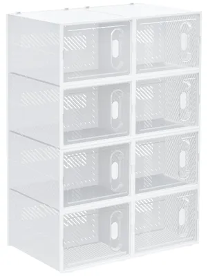 Productafbeelding van HOMCOM 8-delige set schoenendozen, schoenorganizer met magnetische deuren, schoenendoos