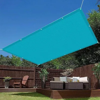 Produktbild von Garten Schattenrollo - Wetterfestes Sonnenschutztuch - Sonne und Regen - 95% UV Schutz - 2,4 x 5 Meter - Blau