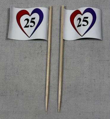 Produktbild von Party-Picker Flagge Herz 25 Silberhochzeit Papierfähnchen in Spitzenqualität 25 Stück Beutel