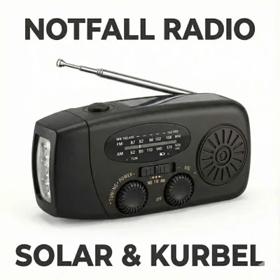 Image de Radio d'urgence AIORBER à manivelle avec fonction solaire et batterie externe - Radio portable AM/FM d'extérieur avec lampe torche LED puissante - Étanche IPX3 - Camping - Noir
