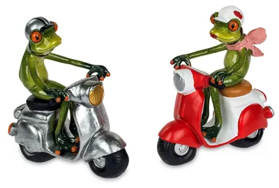 Produktbild von Formano lustige Frösche Figur Frosch auf Roller silber Poly 16 cm