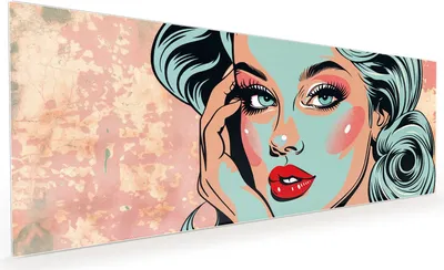 Produktbild von Küchenrückwand Spritzschutz Glas mit Motiv Comic Porträt Kunst 40 x 40 cm