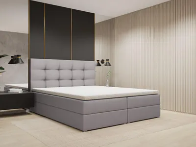 Produktbild von FurniDe24 Boxspringbett Piko 180x200 - Bett mit Matratze und Topper – Kontinentalbett mit Bettkasten und Matratze – Doppelbett Hellgrau (Trinity 14)