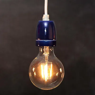 Produktbild von Fassung Porzellan mit Stecker + Schalter Blau 5m***