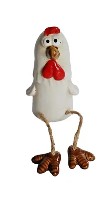 Produktbild von Kantenhocker Hahn Huhn Keramik Zaunhocker Gartenstecker Tier Deko Skulptur Figur