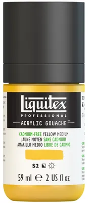 Produktbild von Liquitex 2059890 Professional Acryl Gouache - Kadmiumfrei Gelb Mittel , 59ml Flasche, matt - Acrylfarbe mit Gouache Eigenschaften, Hochdeckend, Wasserfest & Lichtecht – Acrylic Gouach - 59ml