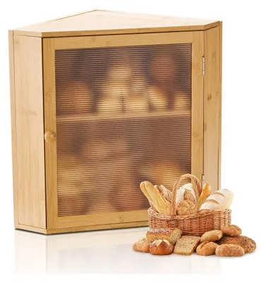 Immagine prodotto di Contenitore per il pane ad angolo a doppio strato - Contenitore per il pane in legno - Conservazione naturale