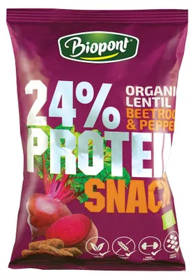 CHRUPKI PROTEINOWE O SMAKU BURAKA Z PIEPRZEM BEZGLUTENOWE BIO 50 g - BIOPONT