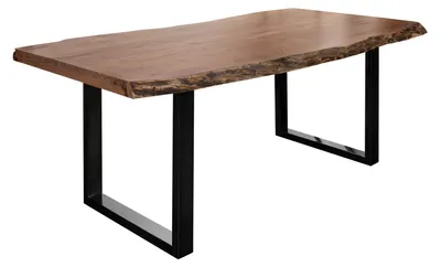Produktbild von MASSIVMOEBEL24.DE Baumtisch Akazie 220x100x77 natur lackiert / U-Beine anthrazit glänzend FREEFORM 5
