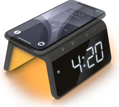 Image de Caliber Jupiter Réveil numérique - Chargeur sans fil pour téléphone - Réveil - Gris espace (HCG019QI-SG)