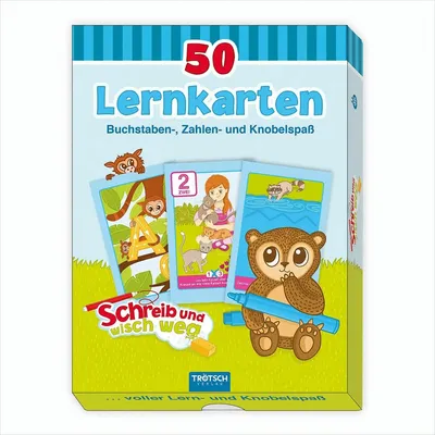 Produktbild von 50 Lernkarten: Buchstaben, Zahlen- und Knobelspaß