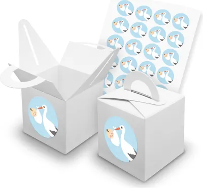 Produktbild von itenga SET 24x Würfelboxen mit Griff Weiß (V42) + Motivsticker (M141)