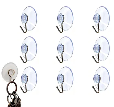 30 Saugnapfhalter mit Haken, transparent, 4x4 cm, für Bad & Küche