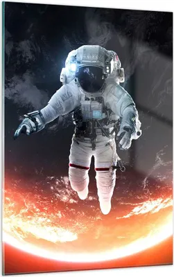 Produktbild von Bilder auf glas - Einteilig - Kosmonaut Weltraum - 50x70cm - Glasbilder - Wandbilder - Bilder - zum Aufhängen bereit - Wanddekoration aus Glas - Glas Bilder - Wandbild auf Glas - GPA50x70-3500