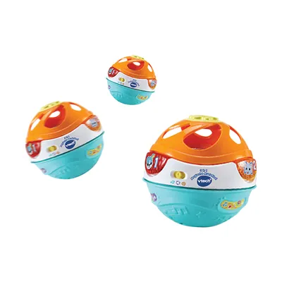 Productafbeelding van VTech Baby 3-in-1 Magische Muziekbal, geschikt vanaf 0,75 jaar, met geluid en spraakfunctie, werkt op AA-batterijen, gemaakt van kunststof, meerkleurig