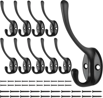 Produktbild von Famanu Wandhaken 10 Stück - Vintage doppelte Haken mit 40 Schrauben