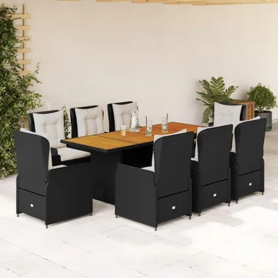 Immagine prodotto di IKAYAA Set di sedute in polyrattan per 8 persone, set di mobili da giardino con tavolo e sedie a schienale alto regolabili, set da pranzo con cuscini di seduta inclusi