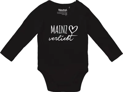 Produktbild von Huuraa Baby Body Mainz verliebt 74 Black  Baumwolle Fairtrade Langarmbody Geschenkidee