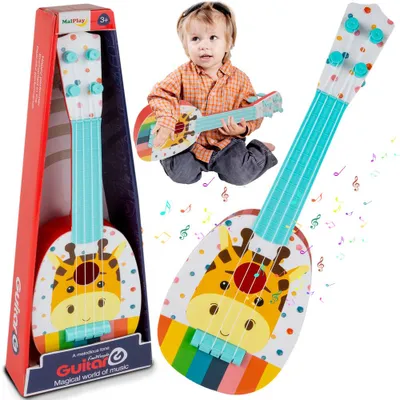 Produktbild von Malplay Musikspielzeug Mini Gitarre Ukulele Mit Zarte Seiten Für Kliene Hände "Die Giraffe" Musikinstrument Für Kinder Ab 3 Jahren