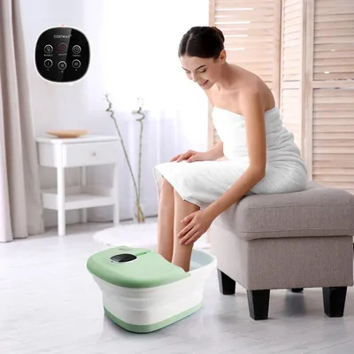 Produktbild von Klappbares Fußbad mit Wärme Fußbad mit Fernbedienung Massagegerät 33,5 x 41 x 20,5 cm Grün