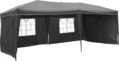 Produktbild von Alu Faltpavillon 6x3x2,5m wasserdicht Polyester 4Seitenteile Pop Up Partyzelt , Farbe:grau